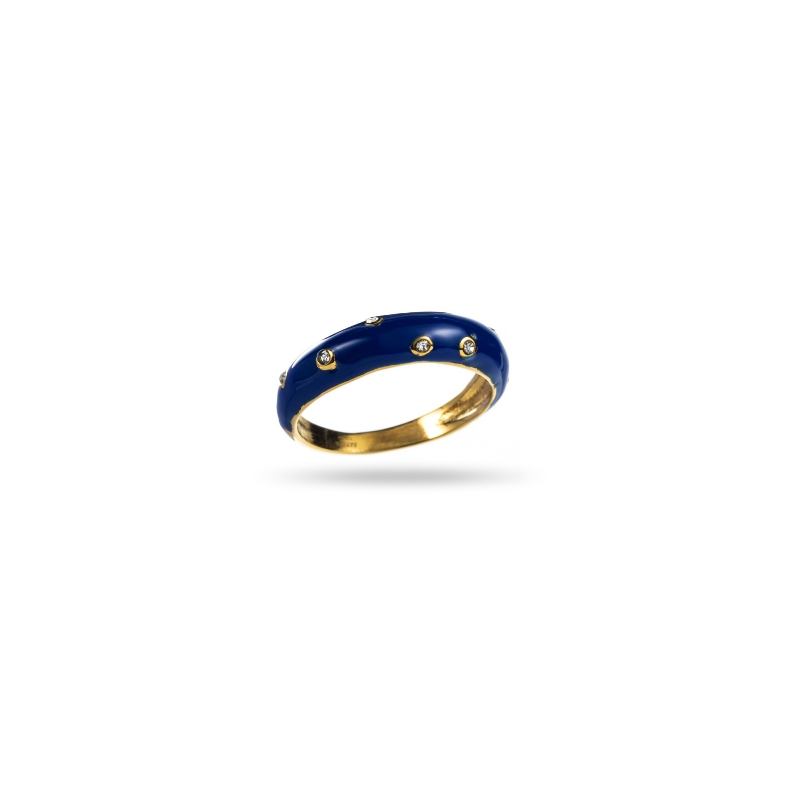Colored Ring with Asymmetrical Strass Color:Navy Blue