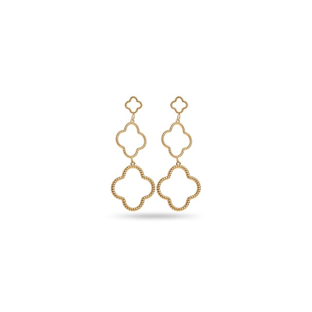 Triple Pearled Clover Pendant Earrings 