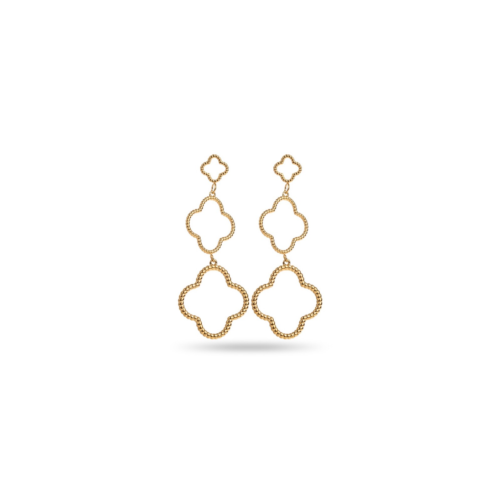 Triple Pearled Clover Pendant Earrings 