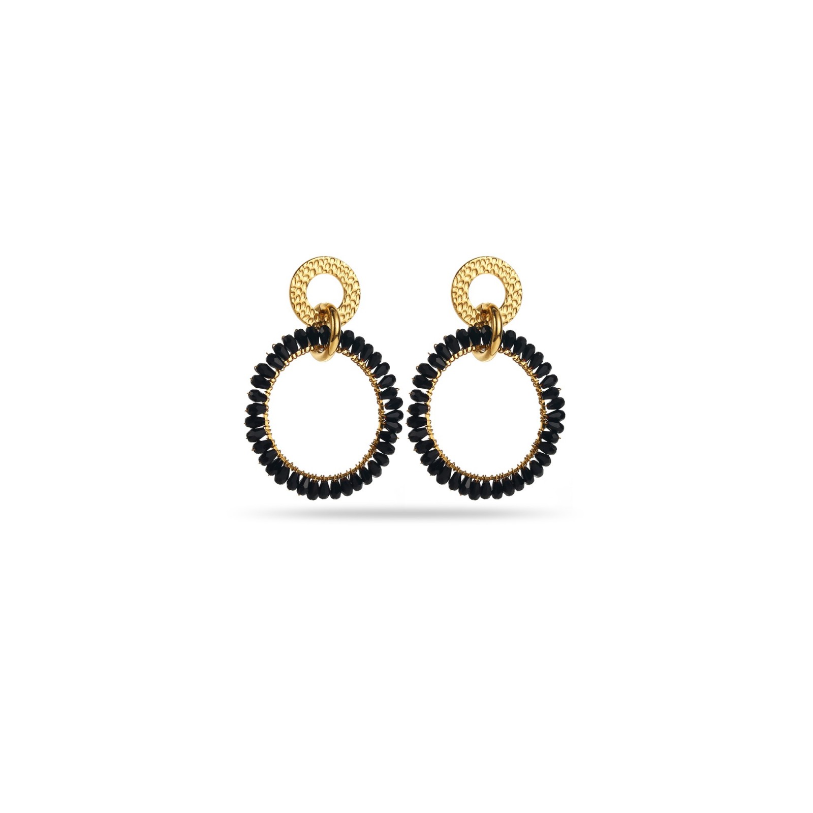 Colored Glass Crystal Hoops Color:Black