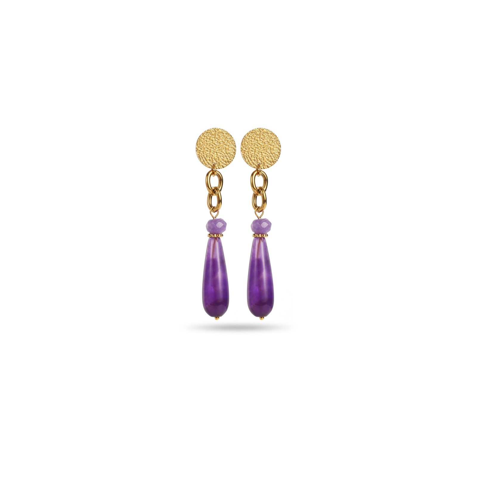 Stone Drop Pendant Earrings Stone:Amethyst