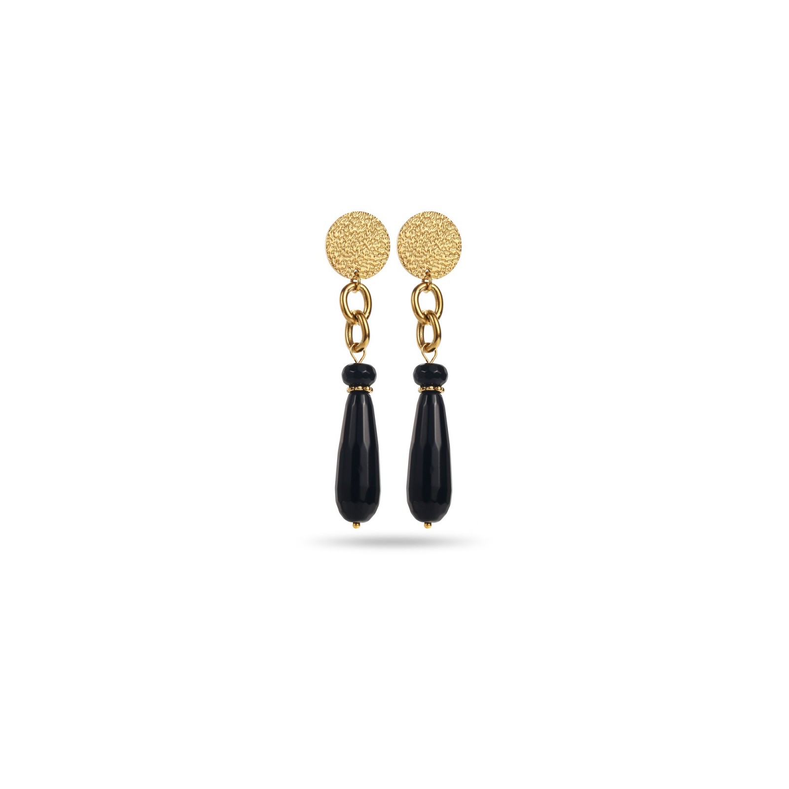 Stone Drop Pendant Earrings Stone:Onyx