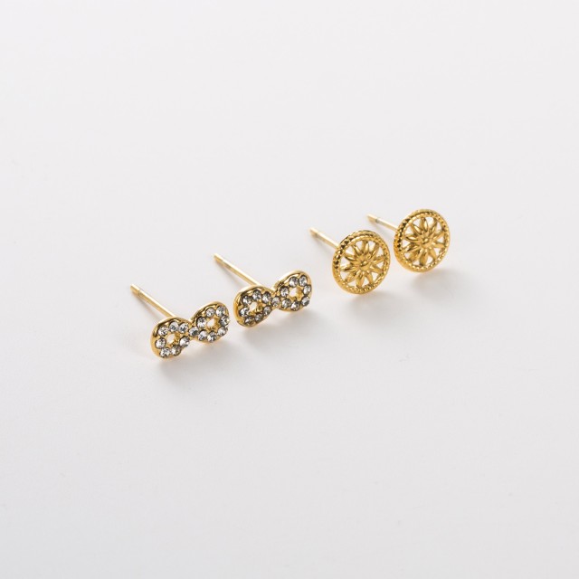 Infinity and Rosace Studs Earring Set 