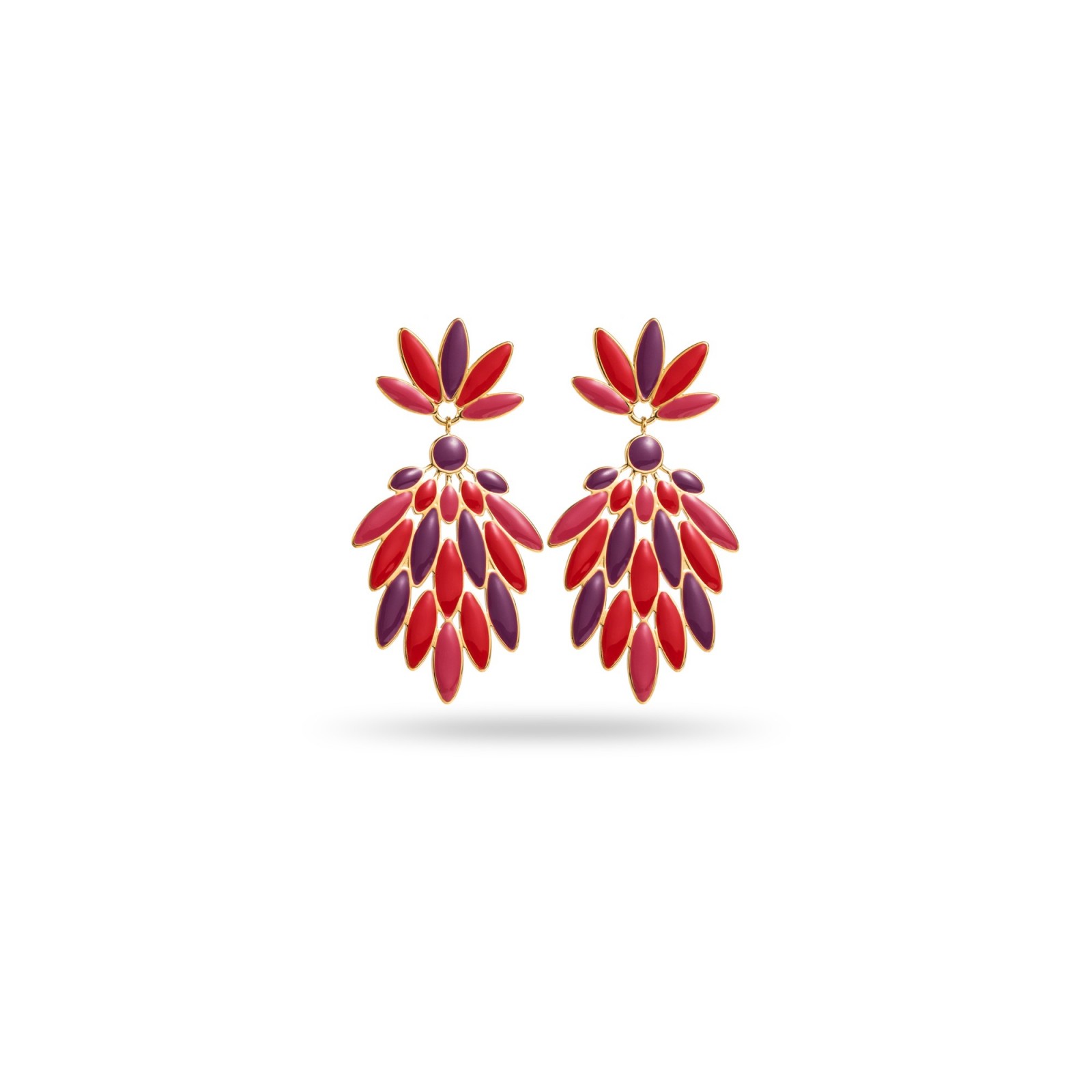 Boucles d'Oreilles ronde pierre Acier Inoxydable Color:Red