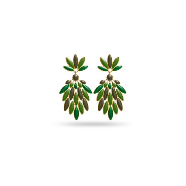 Boucles d'Oreilles ronde pierre Acier Inoxydable Color:Green