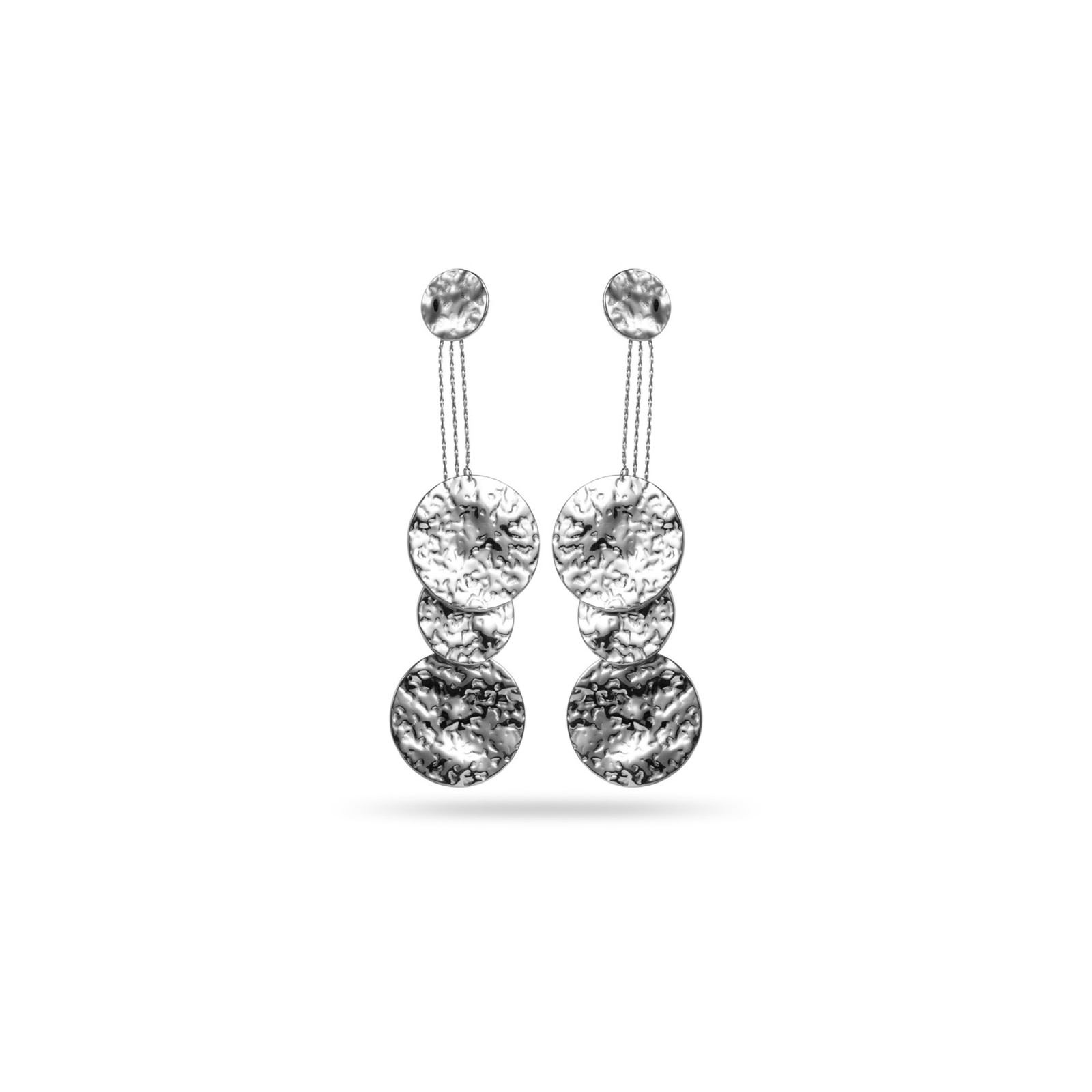 Hammered Tassels Waterfall Earrings Color:Silver