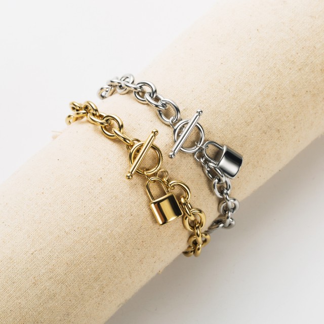 Bracelet Chaine Cadenas Fermoir Anneau Batonnet  