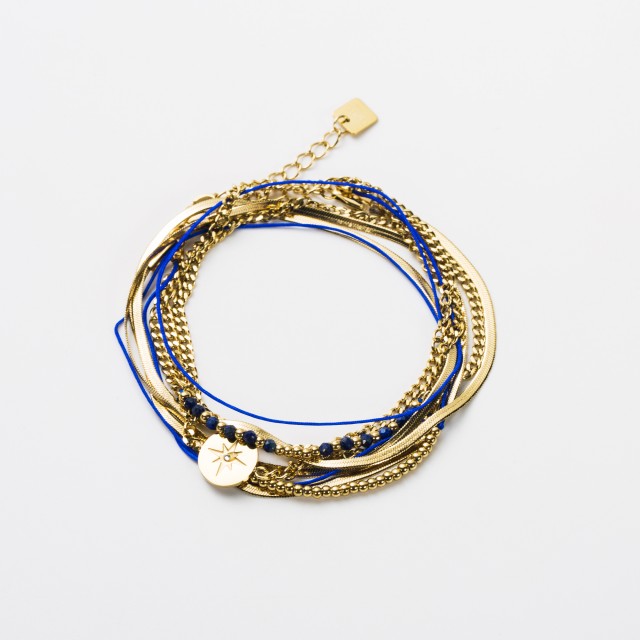 Bracelet Multi-Rang avec Pendentif Etoile Pierre :Lapis Lazuli