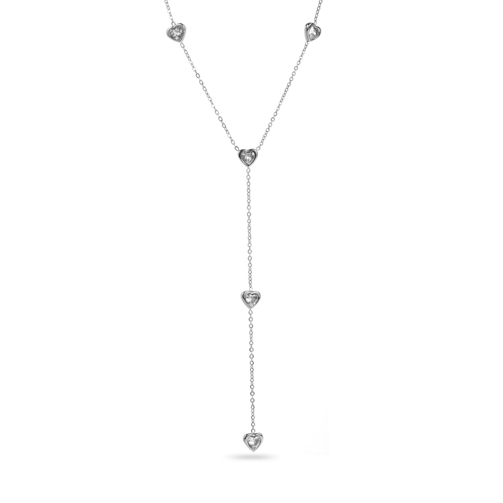 Strass Heart Pendant Necklace Color:Silver