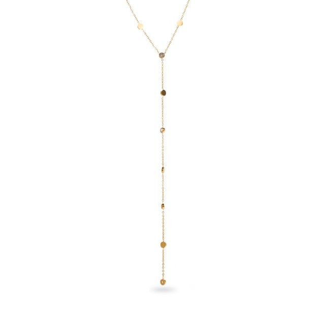 Long Necklace with Strass Pendant Color:Gold