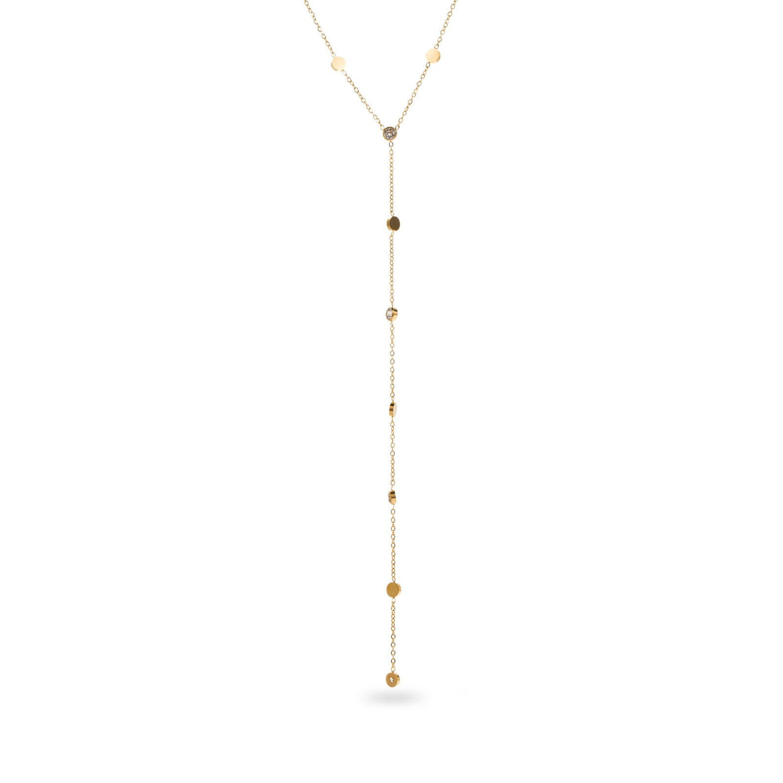 Long Necklace with Strass Pendant Color:Gold