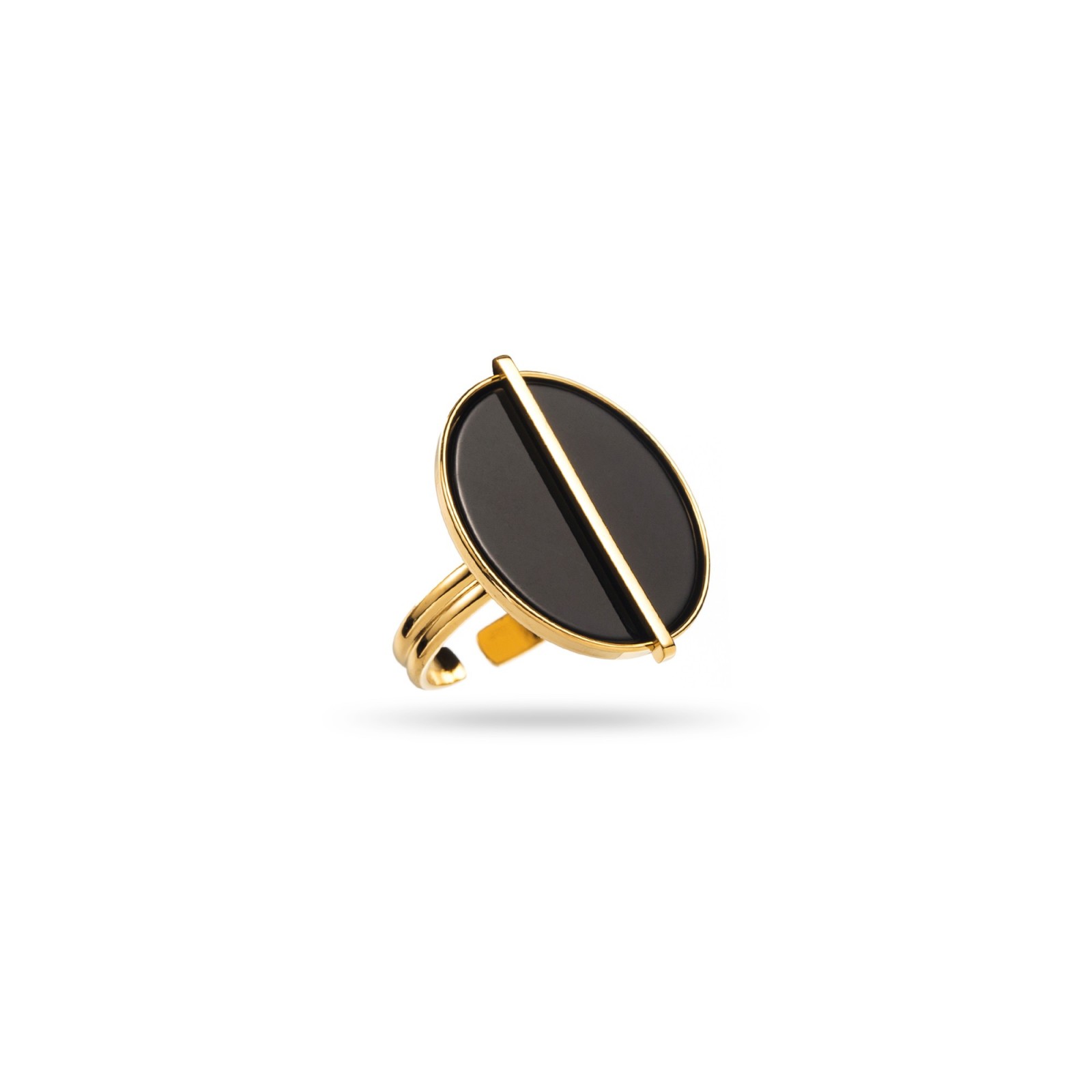 Bague Pierre Ovale avec Ligne Pierre :Onyx