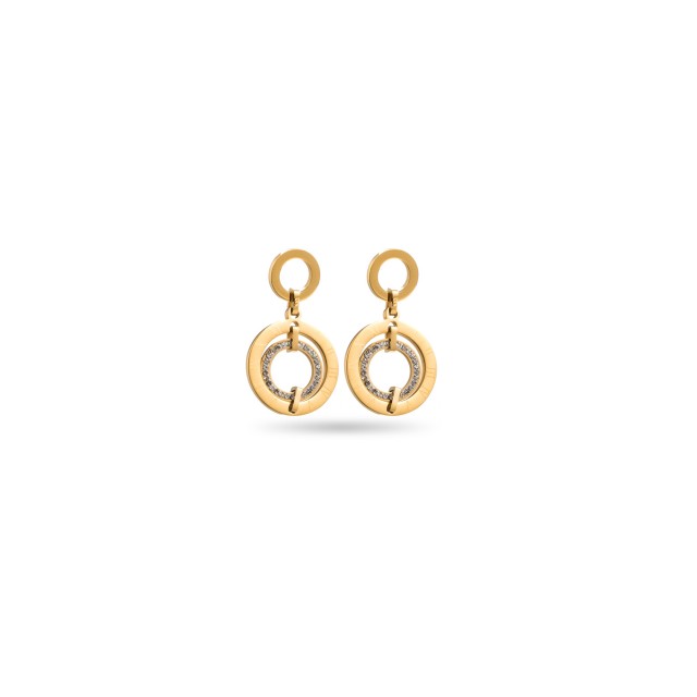 Clock Inspired Earrings with Rhinestones Color:Gold