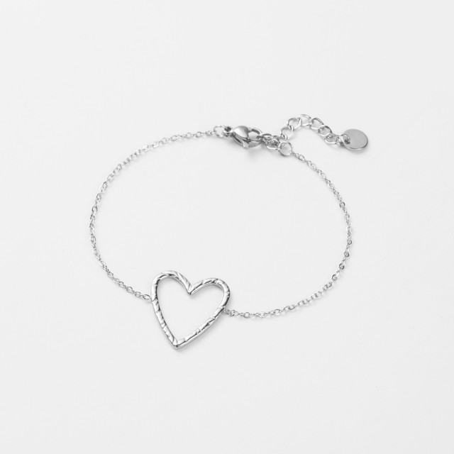 Bracelet Pendentif Coeur Griffé Couleur:Argent