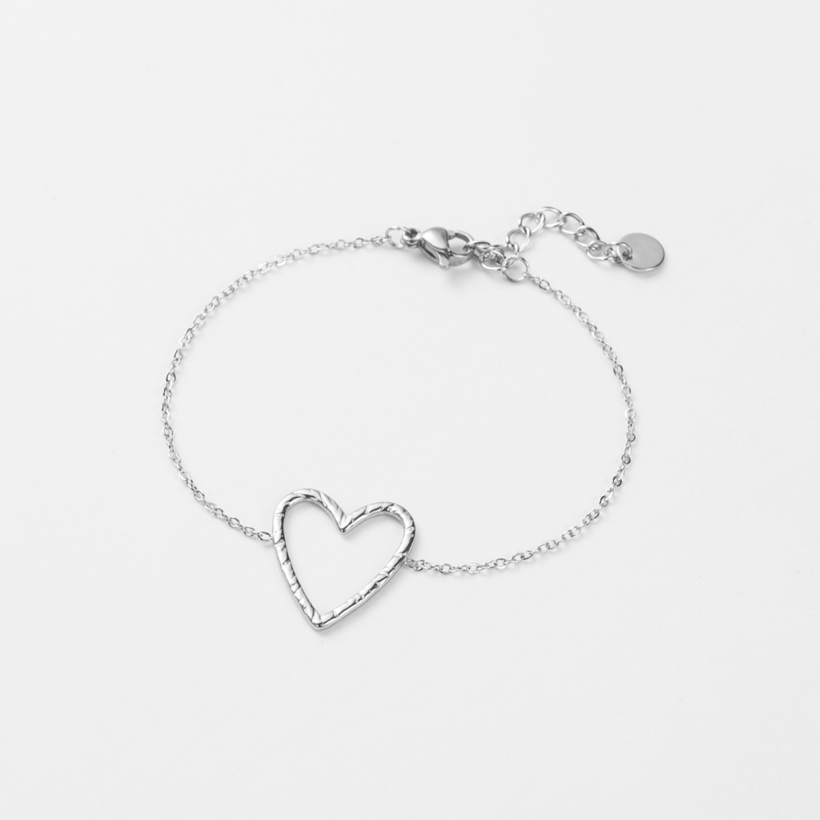 Bracelet Pendentif Coeur Griffé Couleur:Argent