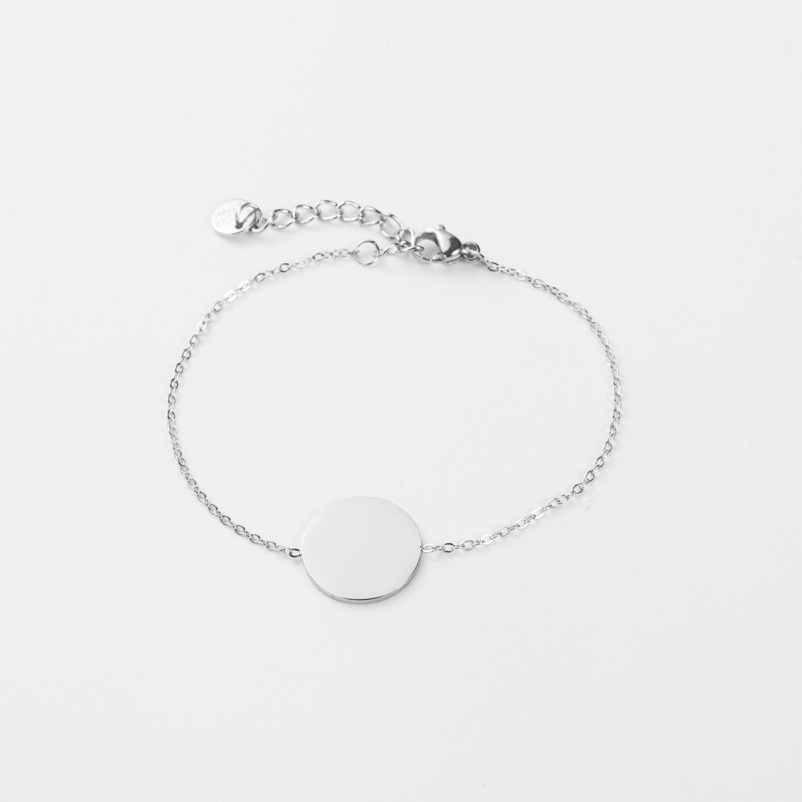 Bracelet Fin Pendentif Rond Personnalisable Couleur:Argent