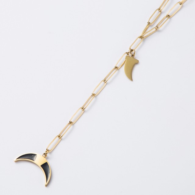 Collier Double Pendentif Lune et Corne 