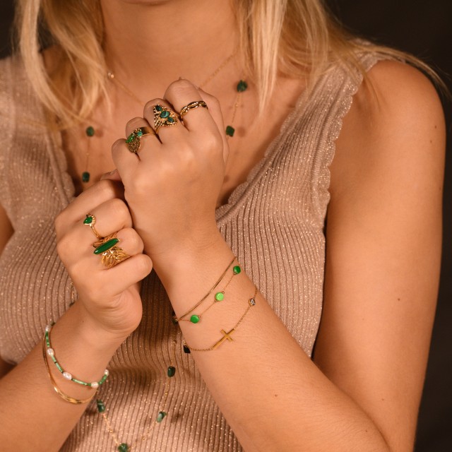 Cross and Strass Pendant Bracelet