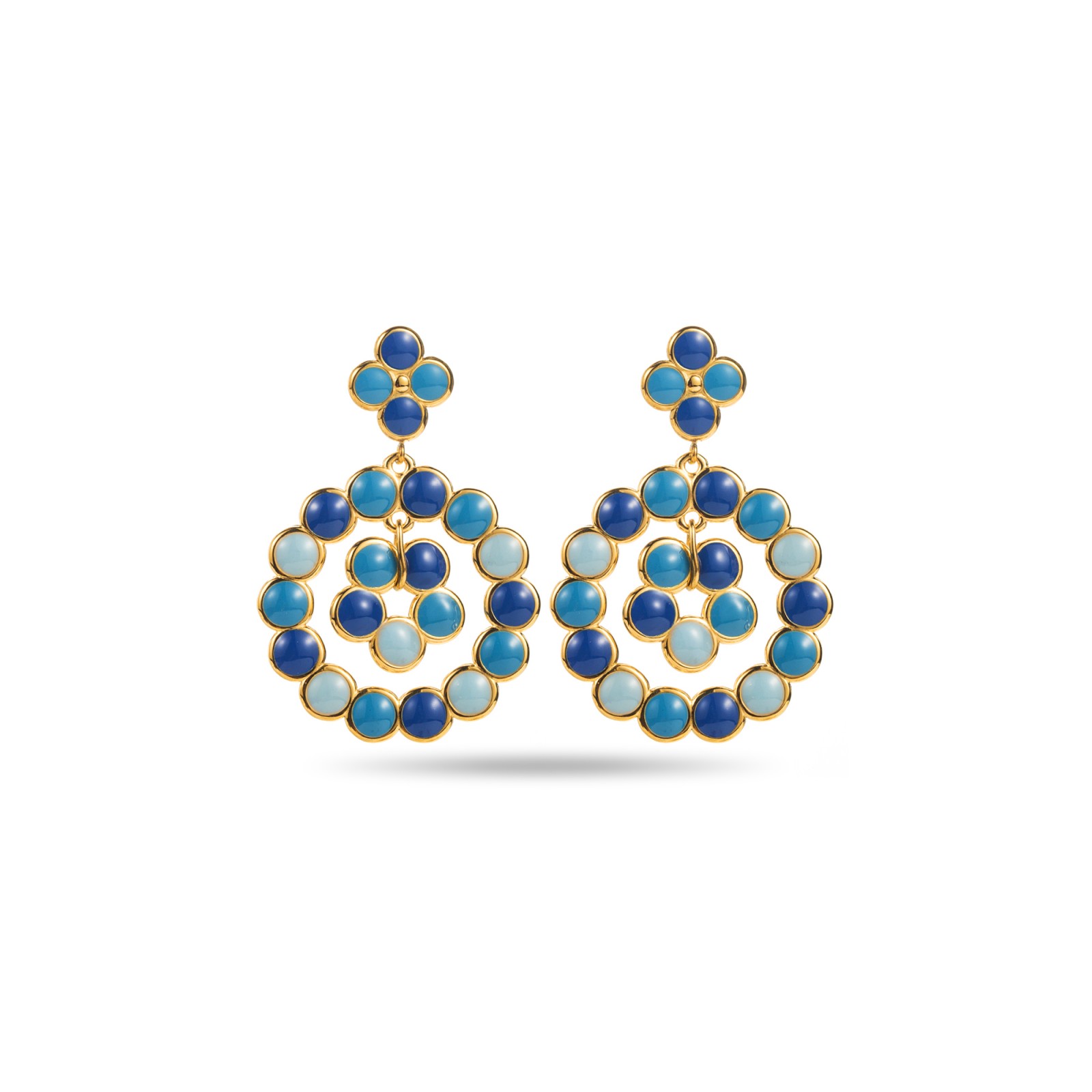 Boucles d'Oreilles ronde pierre Acier Inoxydable Color:Blue