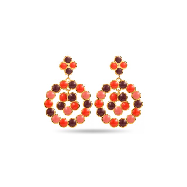 Boucles d'Oreilles ronde pierre Acier Inoxydable Color:Red