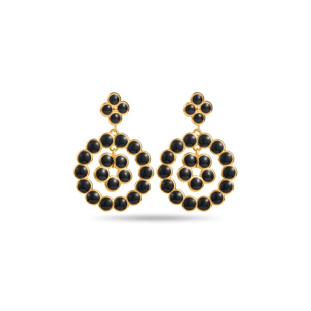 Boucles d'Oreilles ronde pierre Acier Inoxydable Color:Black