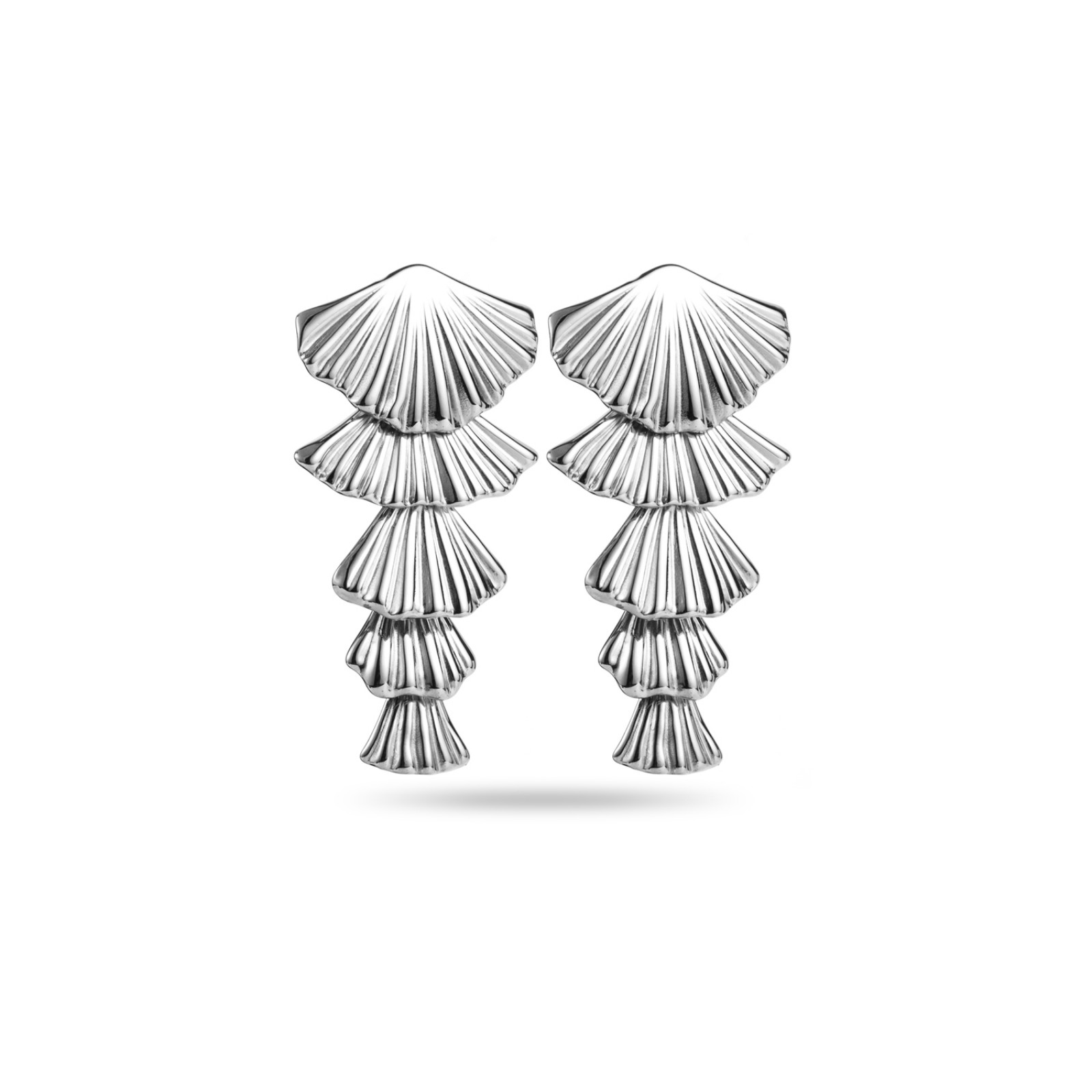 Boucles d'Oreilles Feuilles de Ginkgo en Cascade Couleur:Argent