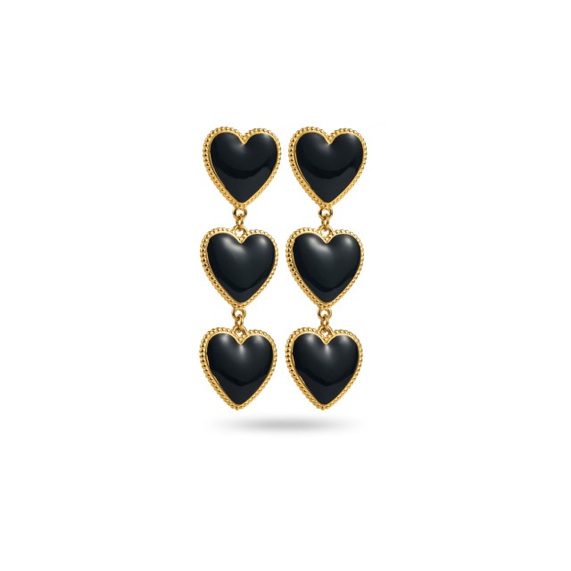 Colored Triple Hearts Pendant Earrings Color:Black