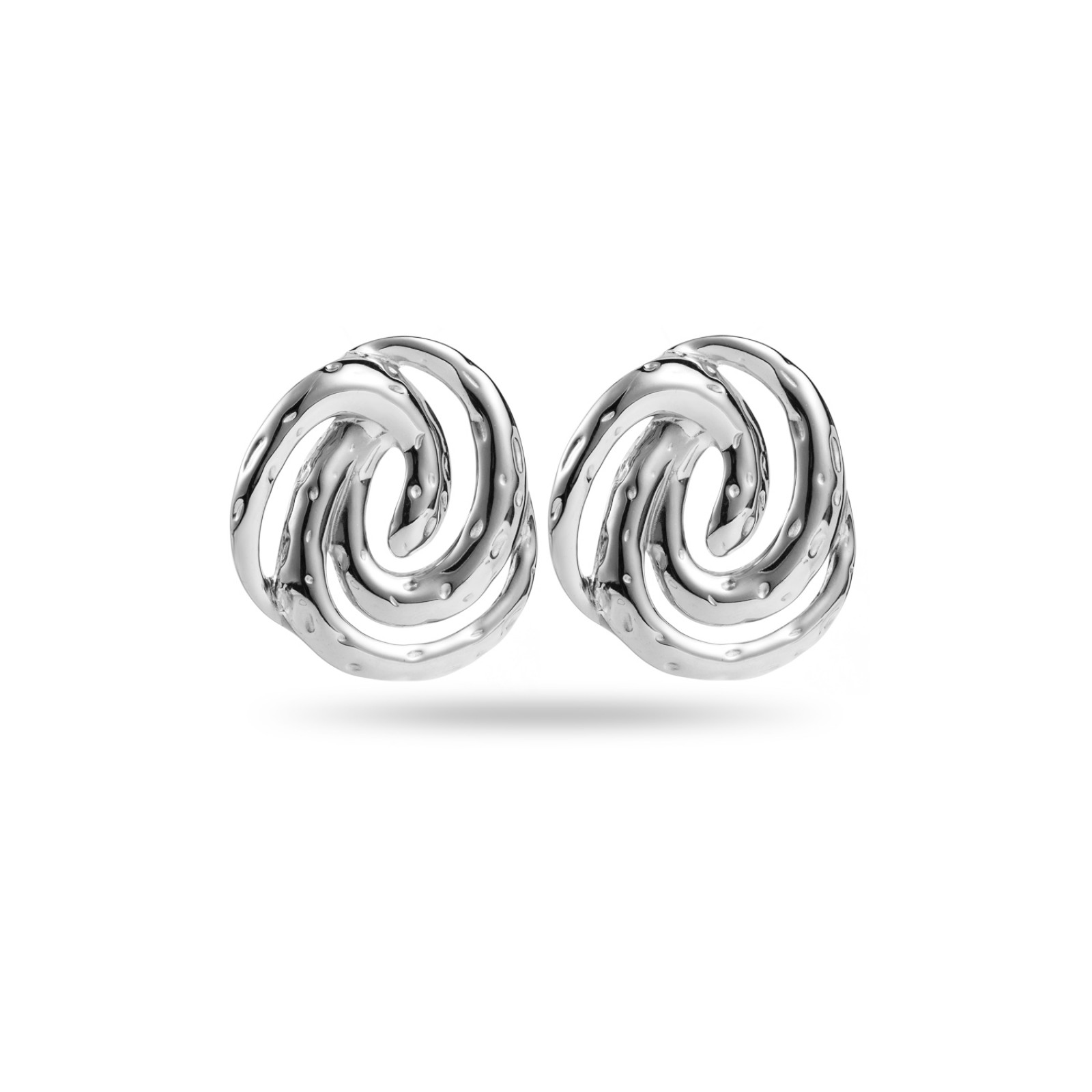 Dotted Hammering Swirl Earrings Color:Silver