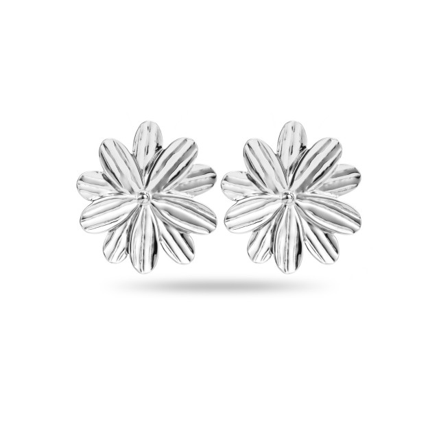 Boucles d'Oreilles Fleurs avec Pétales Irrégulières Couleur:Argent