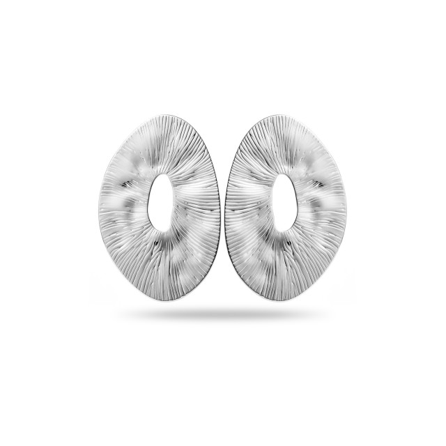 Asymmetrical Ring Earrings with Scratches  Color:Silver