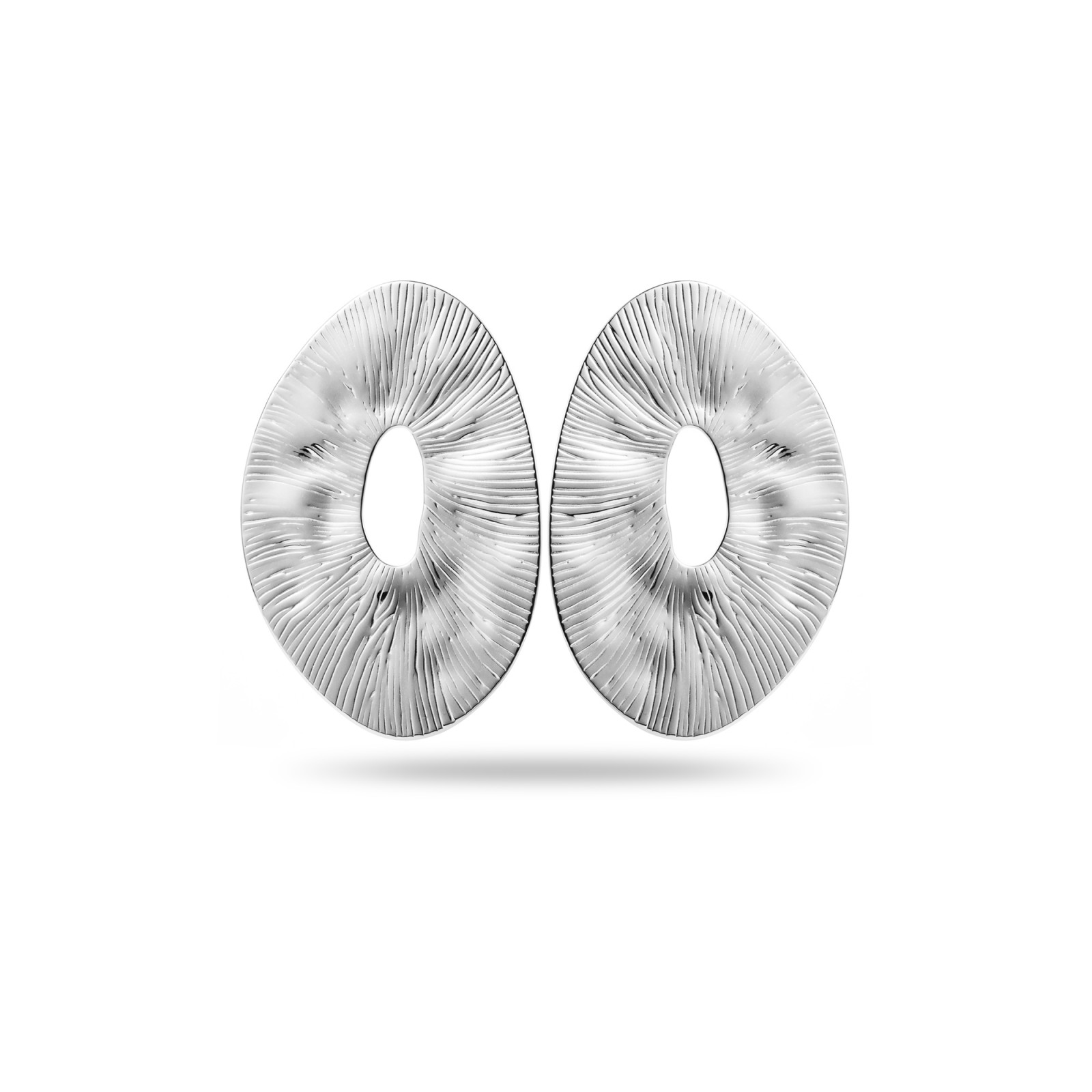 Asymmetrical Ring Earrings with Scratches  Color:Silver