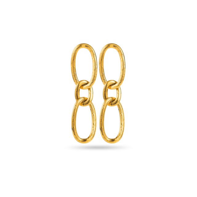 Link Earrings with Details Color:Gold