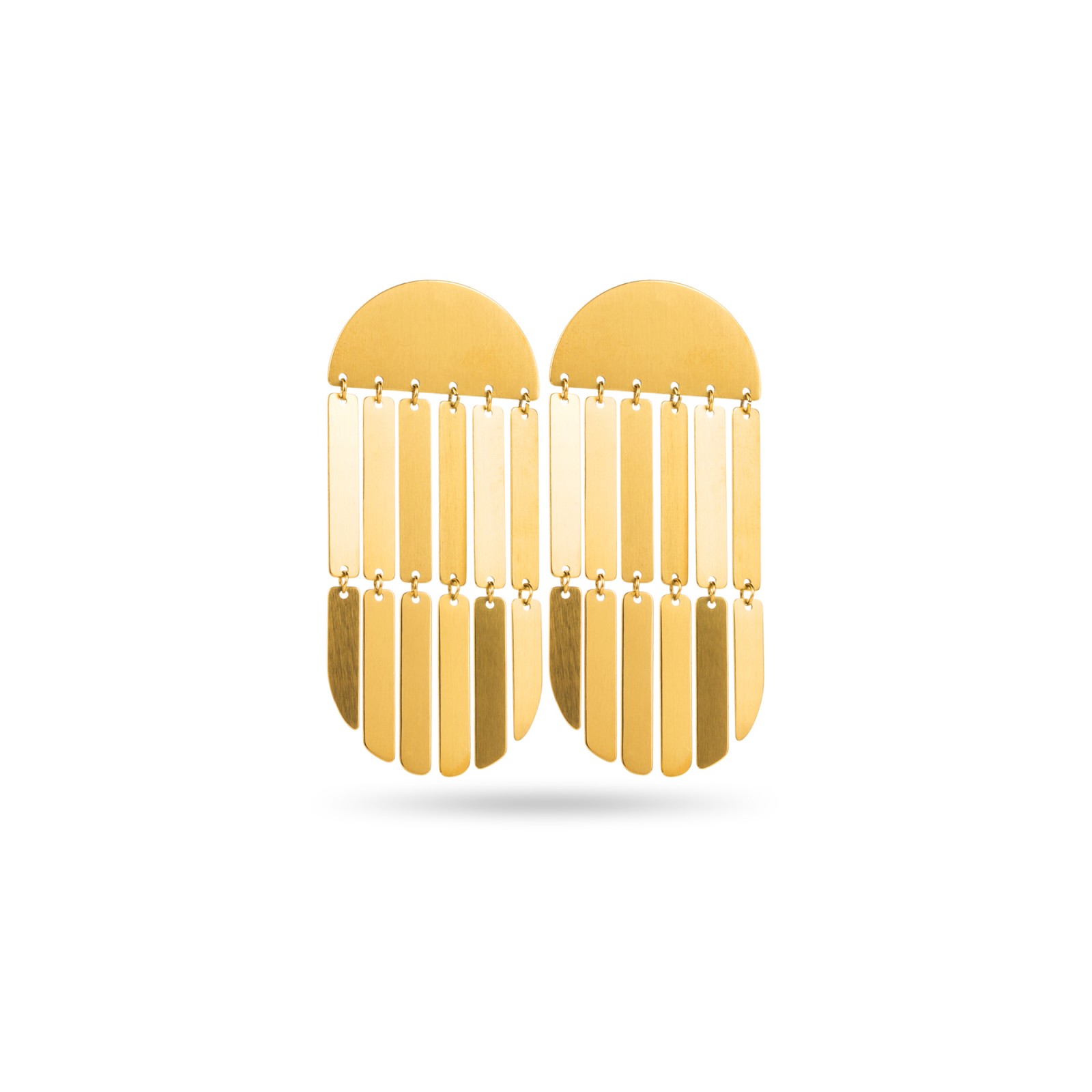 Geometric Oval Waterfall Earrings Color:Gold