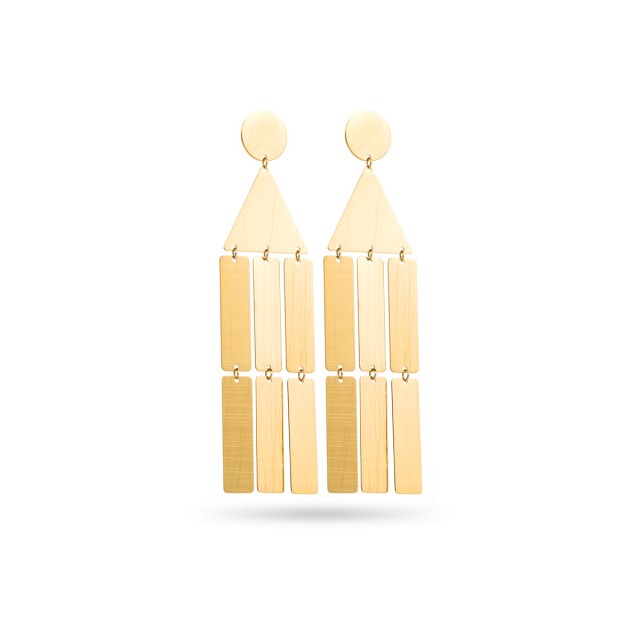 Geometric Earrings with Triangles and Rectangles Pendants Color:Gold