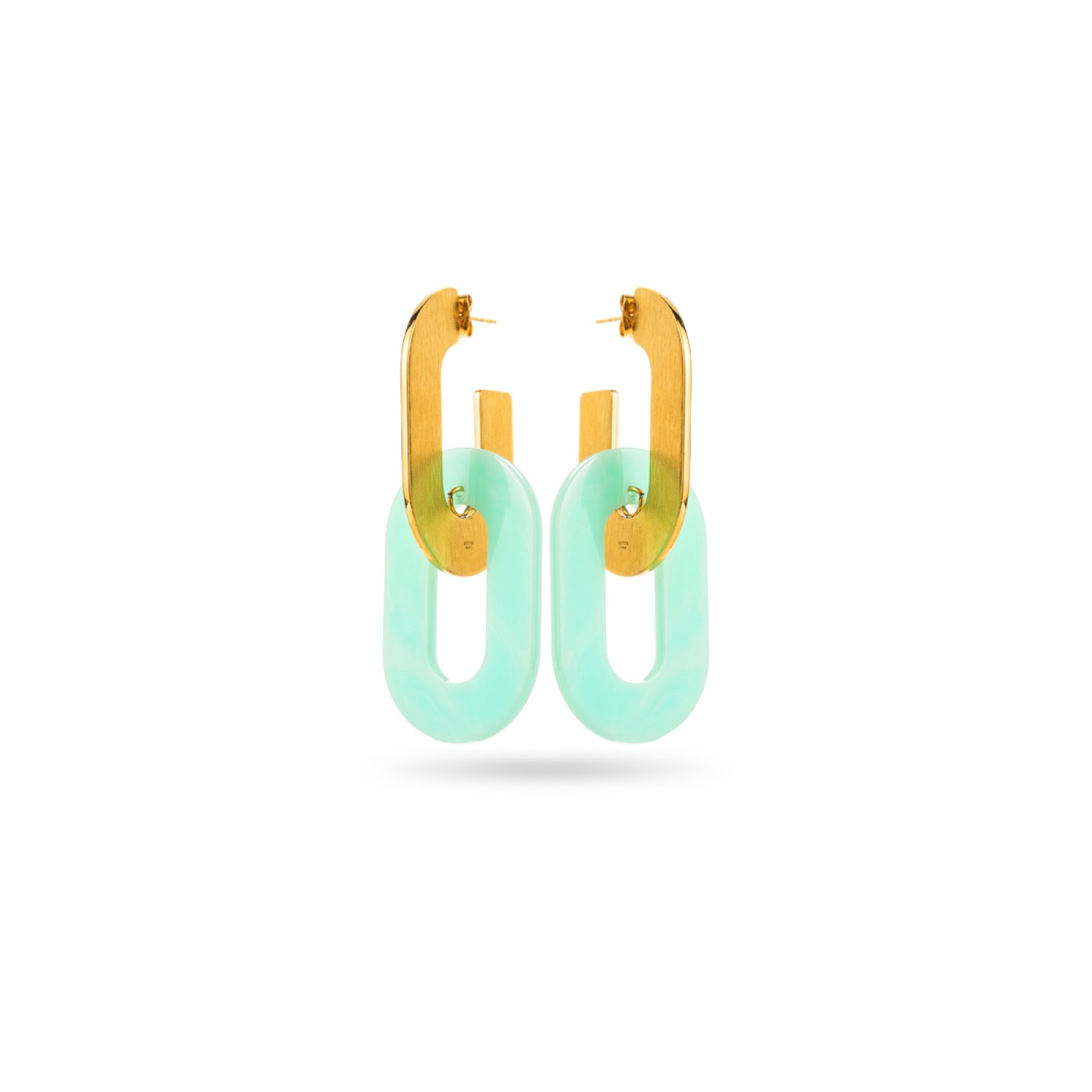 Bicolor Double Ring Earrings with Hammering Color:Aqua Blue