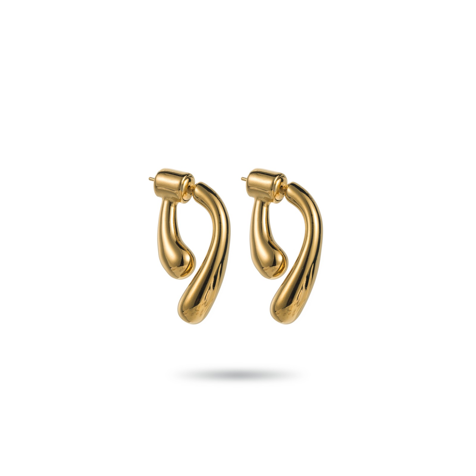 Virgule Double Studs Earrings Color:Gold