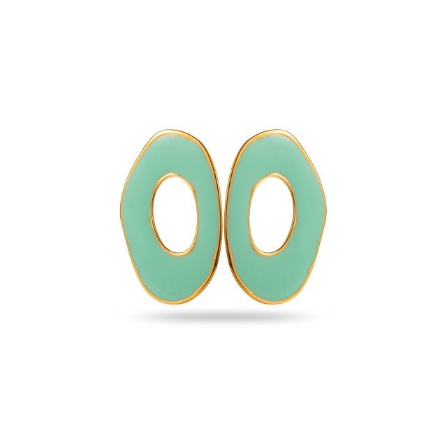 Colored Asymmetrical Ring Earrings  Color:Green