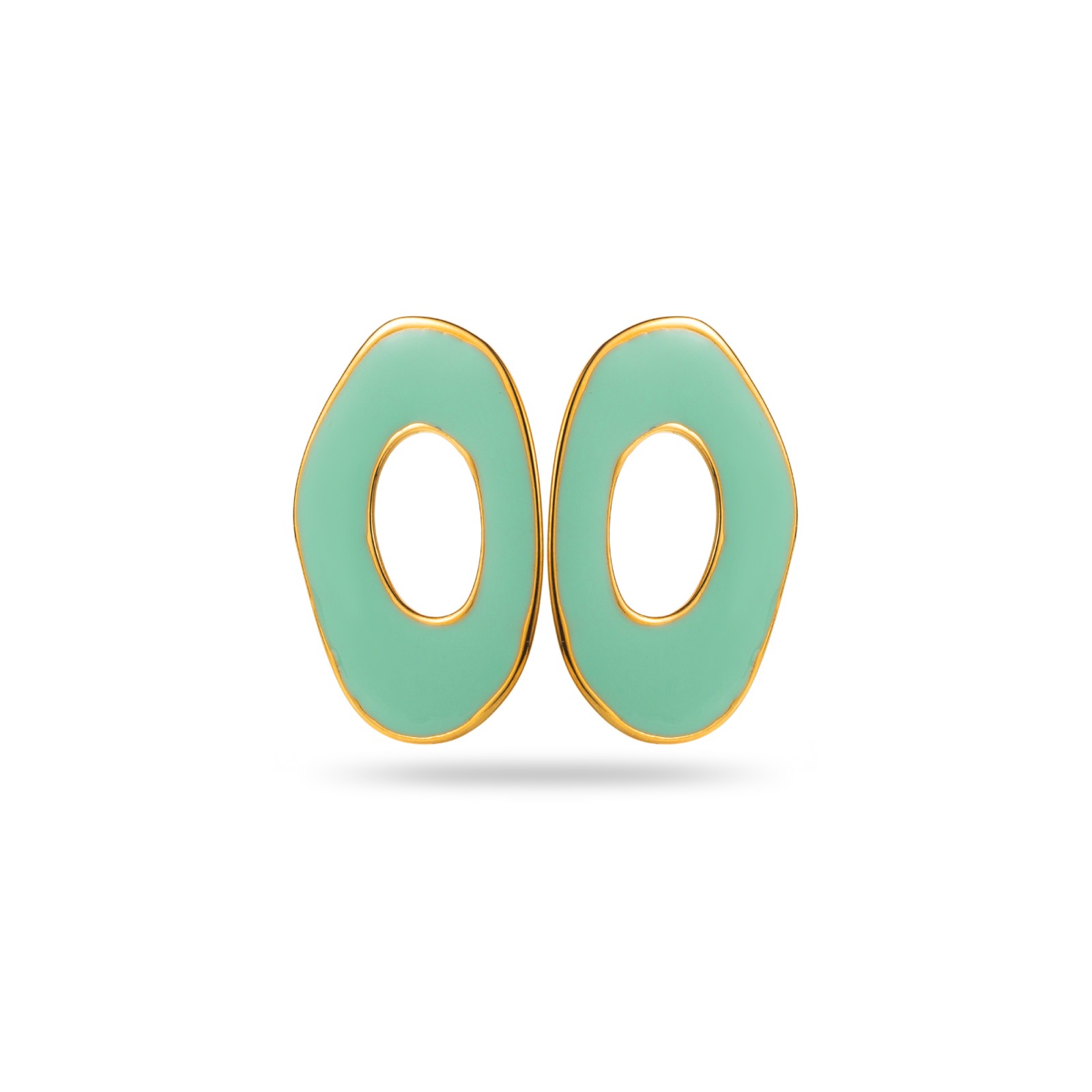 Colored Asymmetrical Ring Earrings  Color:Green