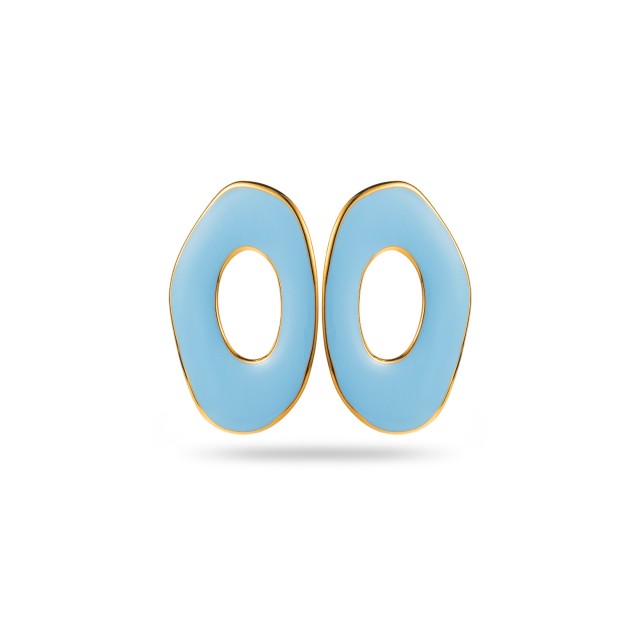 Colored Asymmetrical Ring Earrings  Color:Blue