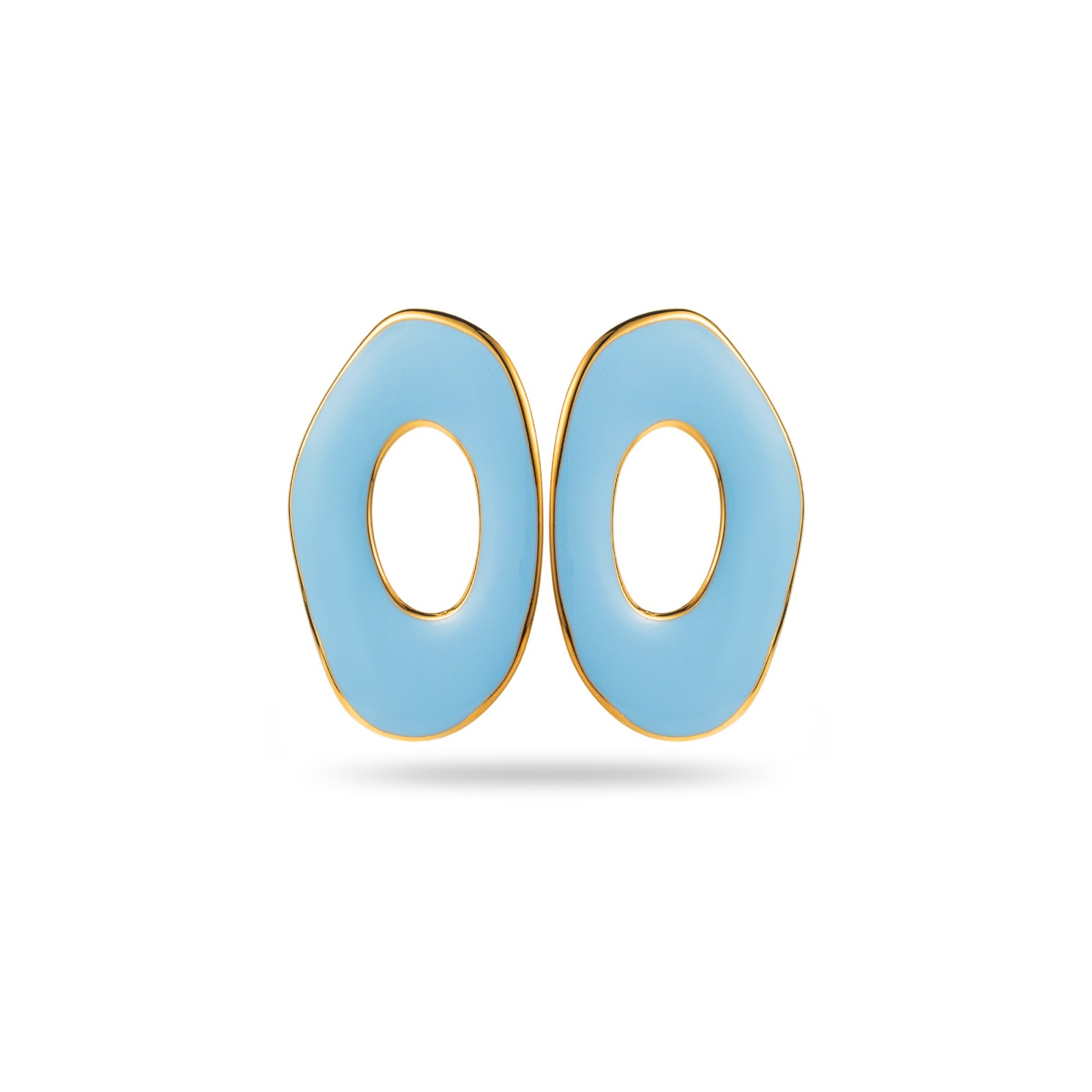 Colored Asymmetrical Ring Earrings  Color:Blue