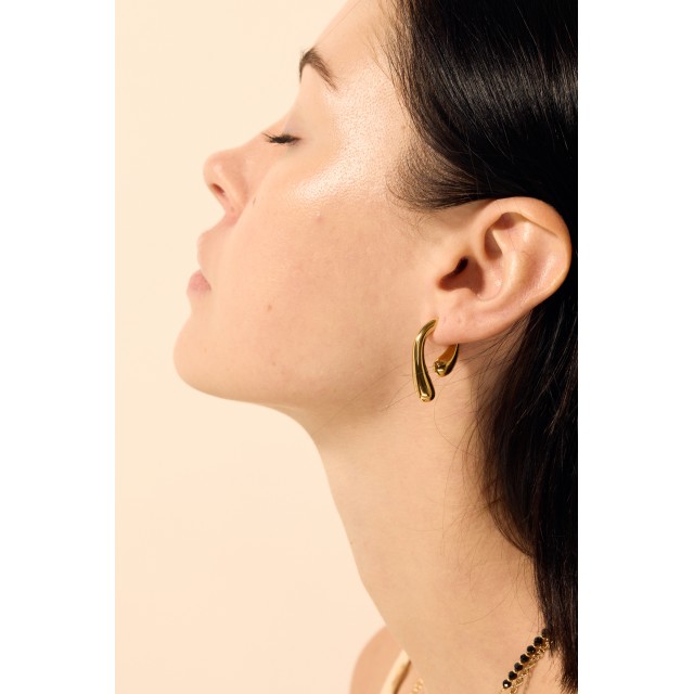 Virgule Double Studs Earrings Color:Gold