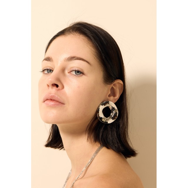 Asymmetrical Hammered Hoop Earrings 