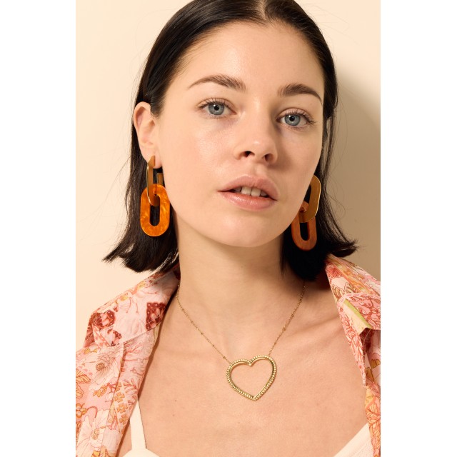 Bicolor Double Ring Earrings with Hammering 