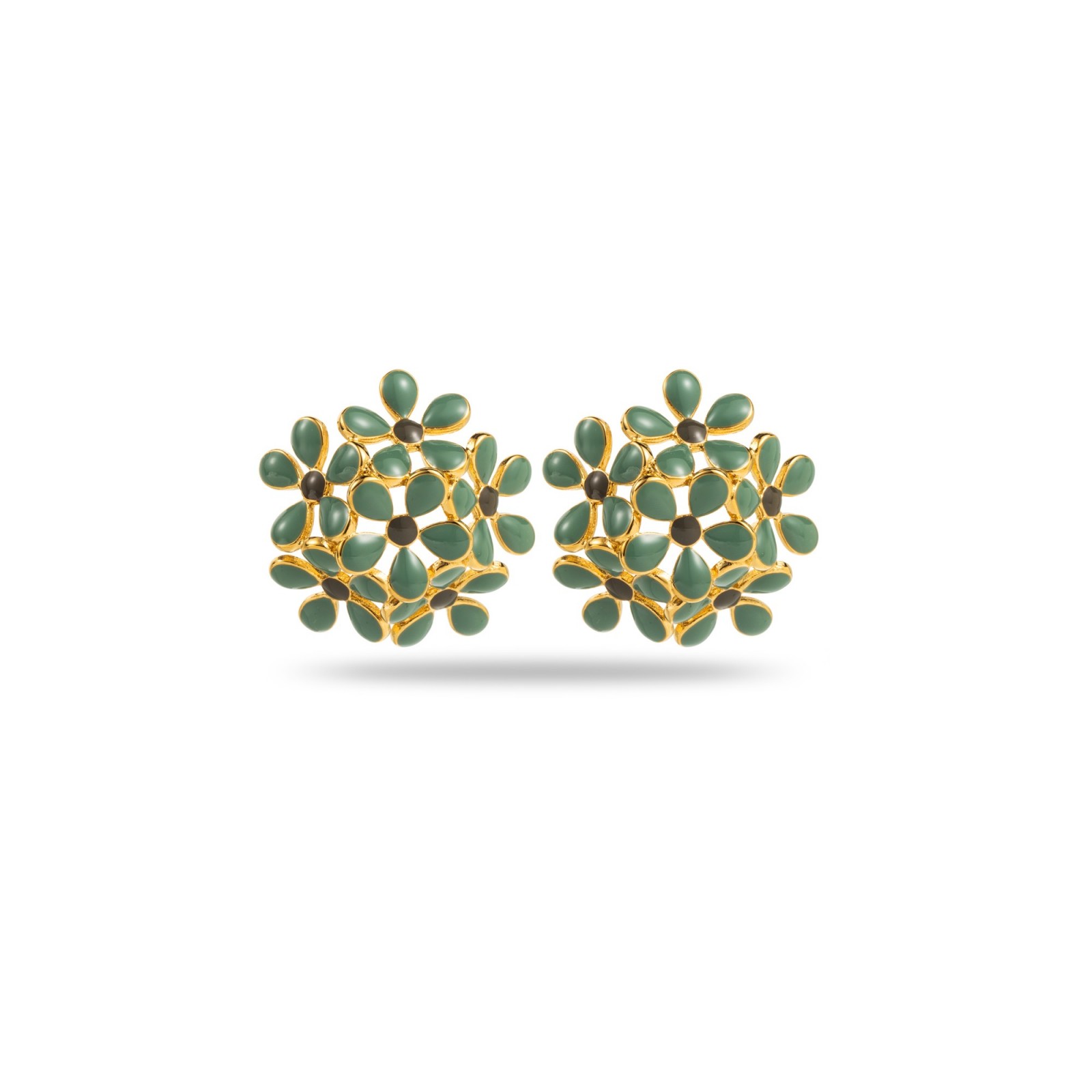 Colored Flower Bouquet Studs Earrings Color:Olive Green