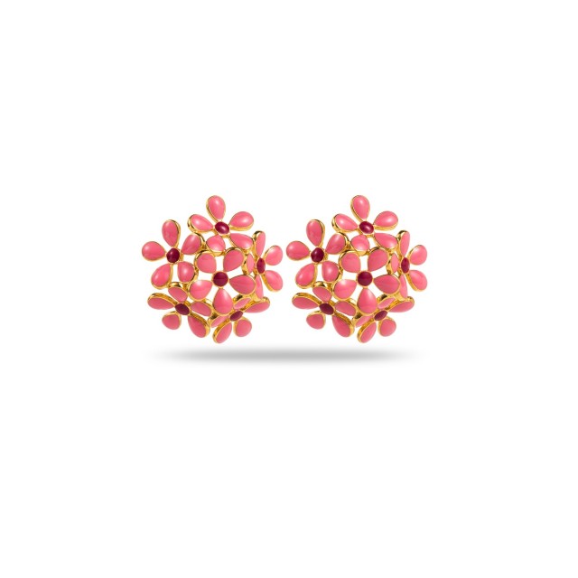 Colored Flower Bouquet Studs Earrings Color:Pink