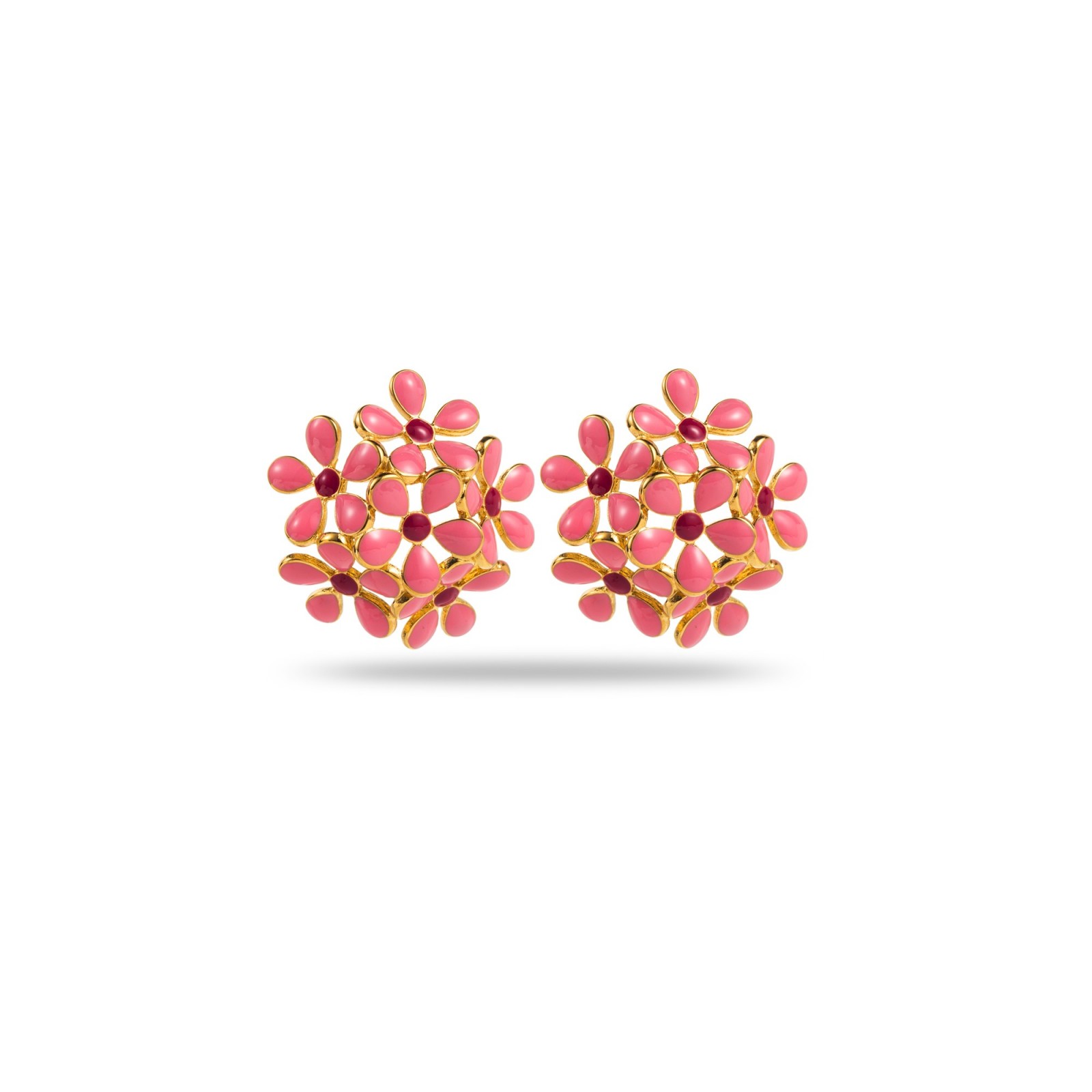 Colored Flower Bouquet Studs Earrings Color:Pink