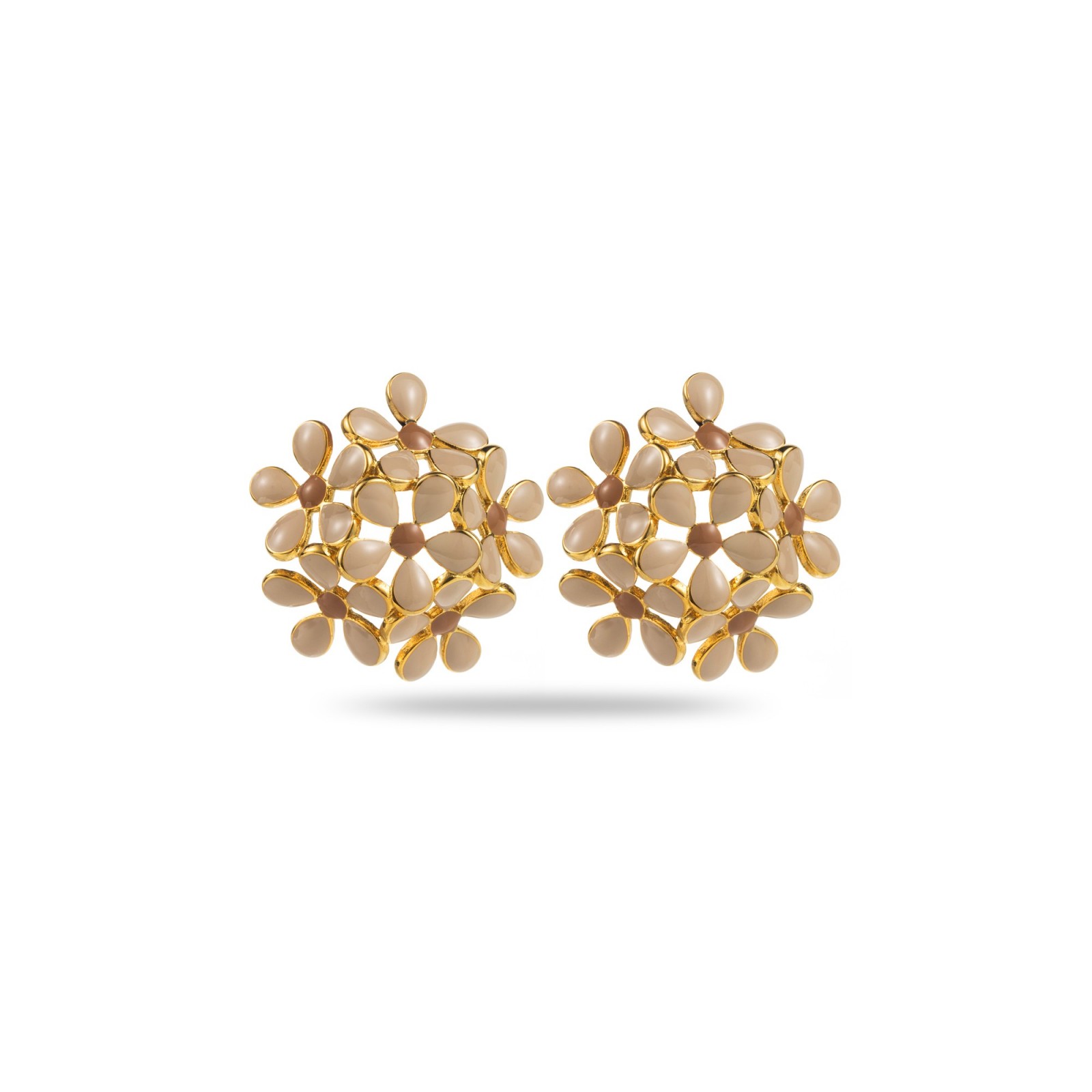 Colored Flower Bouquet Studs Earrings Color:Taupe