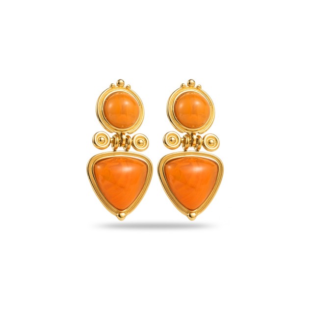 Royal Earrings with Double Studs Color:Orange