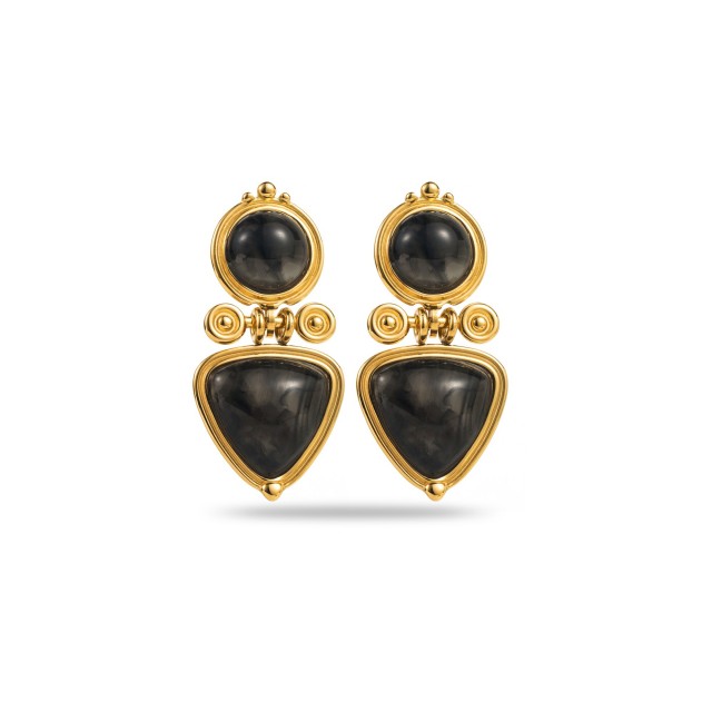 Royal Earrings with Double Studs Color:Black