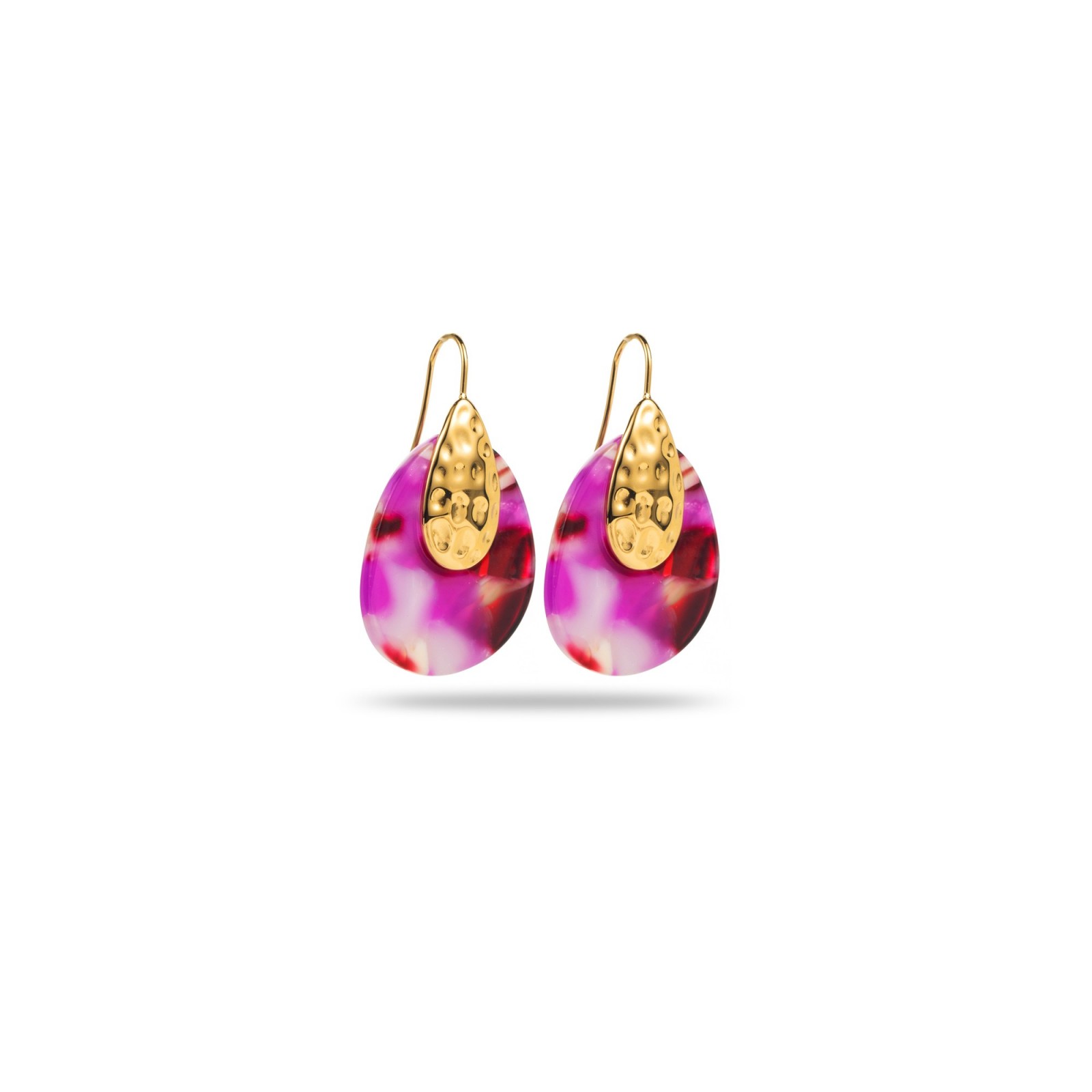 Colorful Oval Earrings with Hammered Drop Detail Color:Hot Flames